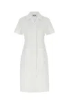 Miu Miu Poplin Dress In Bianco