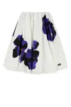 Miu Miu Poplin And Jersey Printed Skirt In White