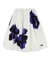 Miu Miu Poplin And Jersey Printed Skirt In Biancoviola