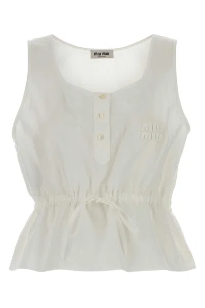 Miu Miu White Poplin Tank Top