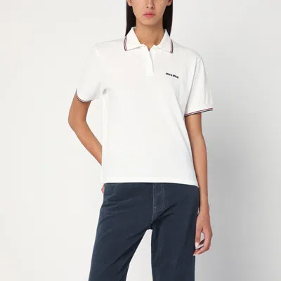 Miu Miu White Short-sleeve Polo With Logo