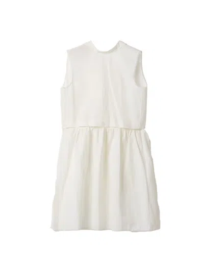 Miu Miu Miumiu Women Slubbed Poplin Dress In White