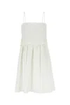 Miu Miu Flamed Poplin Dress In White