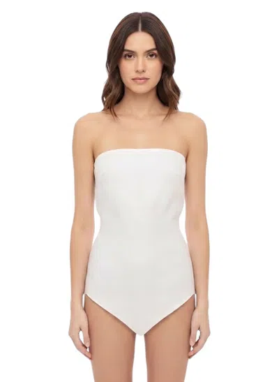 Miu Miu White Solid Strapless Top