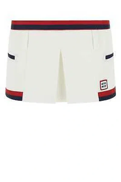 Pre-owned Miu Miu White Stretch Polyester Mini Skirt 44 It