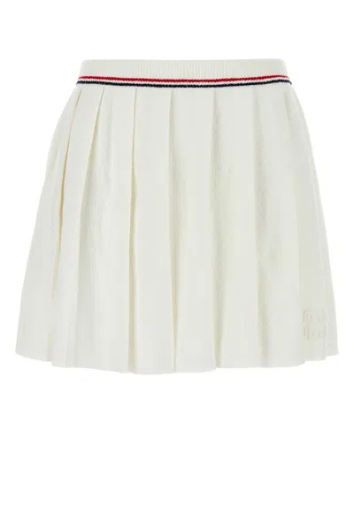 Miu Miu White Stretch Terry Fabric Skirt