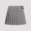 Miu Miu Checked Pleated Miniskirt In Brown