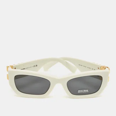 Pre-owned Miu Miu White/black Smu09w Rectangle Sunglasses