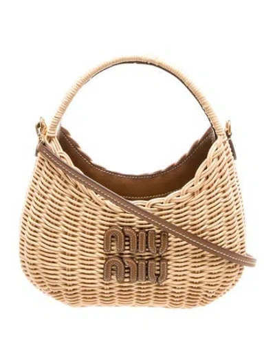 Pre-owned Miu Miu Wicker Wicker Wander In Neutral