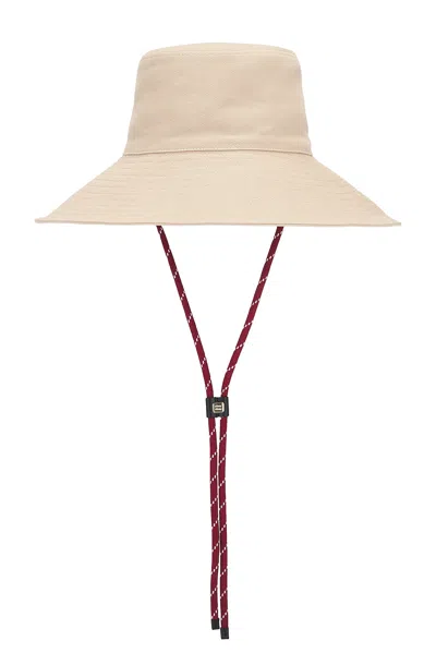 Miu Miu Wide Brim Sun Hat In Beige & Amaranto