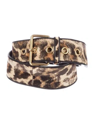 Pre-owned Miu Miu Wide Calf Hair Belt In Neutral