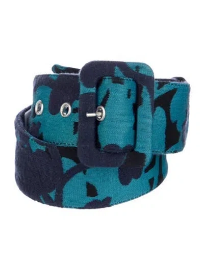 Pre-owned Miu Miu Wide Canvas Waist Belt In Blue