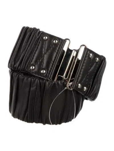 Pre-owned Miu Miu Wide Leather Belt In Black