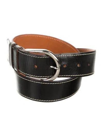 Pre-owned Miu Miu Wide Leather Belt In Black