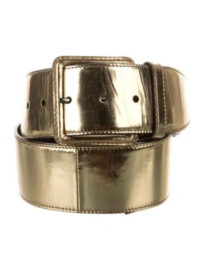 Pre-owned Miu Miu Wide Leather Belt In Gold