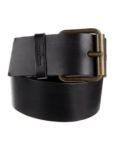 Pre-owned Miu Miu Wide Leather Waist Belt In Black