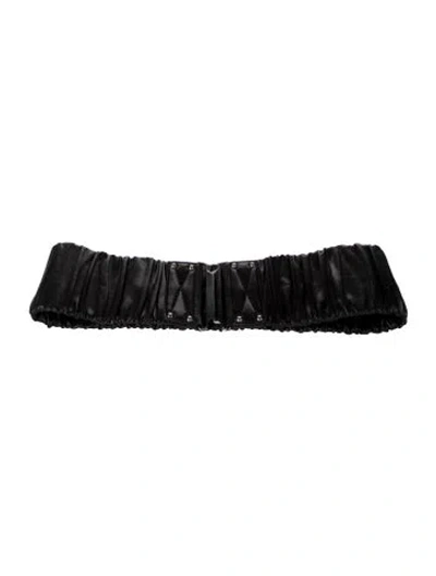 Pre-owned Miu Miu Wide Leather Waist Belt In Black