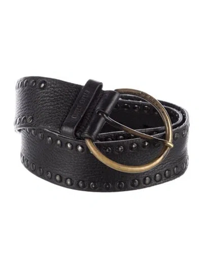 Pre-owned Miu Miu Wide Leather Waist Belt In Black