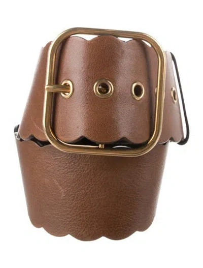 Pre-owned Miu Miu Wide Leather Waist Belt In Brown