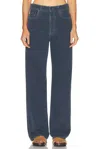 Miu Miu Women Wide Leg Pants With Embroidered Logo In Blue