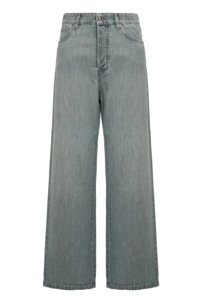 Miu Miu Wide-leg Jeans With 5 Pockets In Blue
