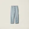 Miu Miu Wide Leg Jeans With Logo In Blue