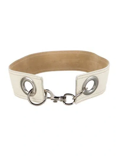 Pre-owned Miu Miu Wide Vegan Leather Waist Belt In Neutrals