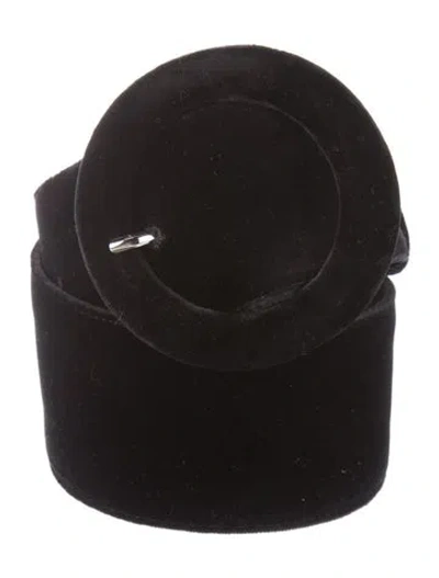 Pre-owned Miu Miu Wide Velvet Belt In Black