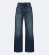 Miu Miu High Waist Wide Leg Denim Trousers In Blue