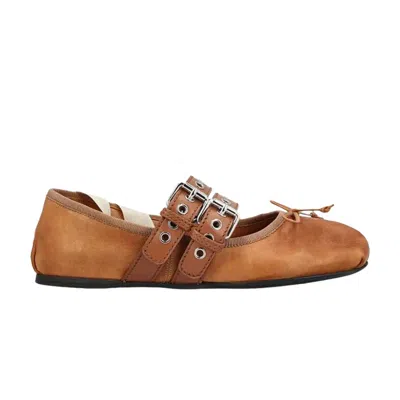 Pre-owned Miu Miu Wmns Ballerina 'caramel' | Tan | Women's Size 36 In Brown