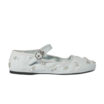 Pre-owned Miu Miu Wmns Embroidered Drill Ballerina 'powder Blue' | Women's Size 38