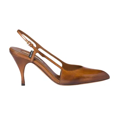 Pre-owned Miu Miu Wmns Slingback Pump 'cognac' | Brown | Women's Size 38
