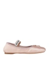 Miu Miu Logo-patch Satin Ballet Flats In Pink