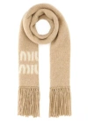 Miu Miu Beige Mohair Blend Scarf In Neutral