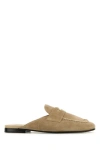 MIU MIU MIU MIU WOMAN BEIGE SUEDE SLIPPERS