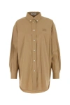 Miu Miu Biscuit Poplin Oversize Shirt In Brown