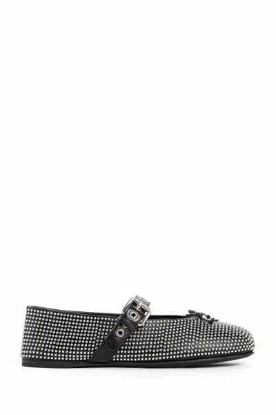 Miu Miu Stud-embellished Ballerina Shoes In Black