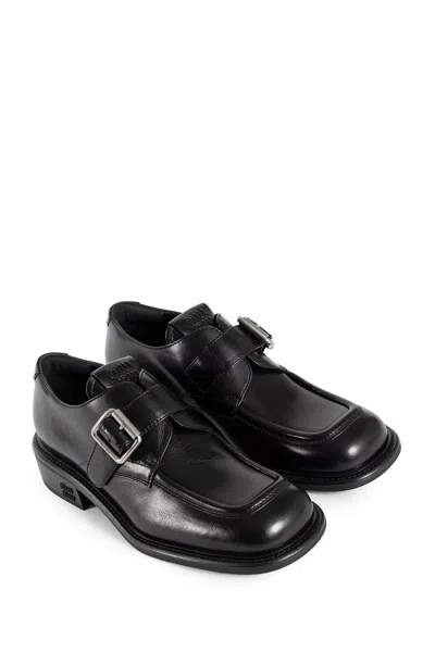 Miu Miu Leather Brogue Shoes In Black
