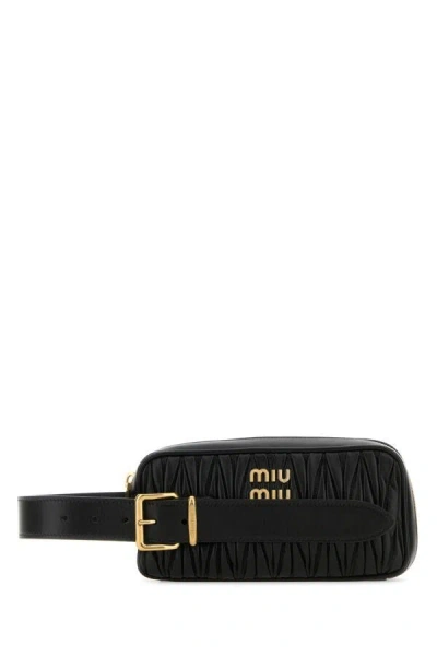 Miu Miu Woman Black Leather Clutch
