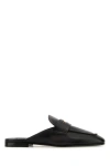 Miu Miu Women Black Leather Slippers In Black