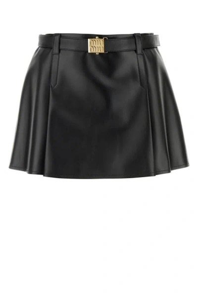 MIU MIU MIU MIU WOMAN BLACK NAPPA LEATHER MINI SKIRT