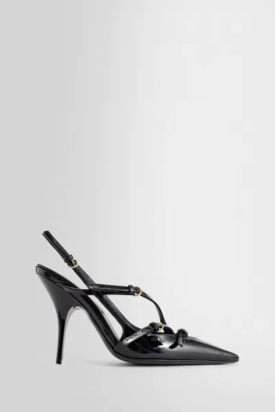 Miu Miu Patent Leather Slingbacks With Buckles In Black