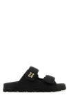 Miu Miu Logo Matelassé Leather Sandals In Black