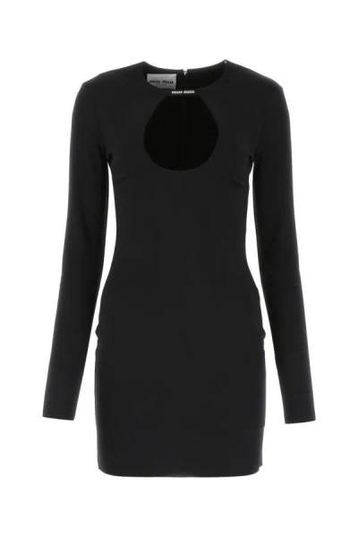 Miu Miu Woman Black Stretch Nylon Mini Dress