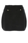 Miu Miu Black Stretch Wool Blend Mini Skirt In Black