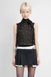 Miu Miu Crystal Chiffon Scarf-neck Cropped Top In Black