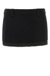 Miu Miu Black Wool Blend Mini Skirt In Black