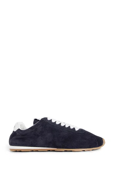 Miu Miu Suede Bicolor Retro Trainer Sneakers In Black