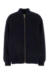 Miu Miu Velour Bomber Jacket Front Pockets In Blue