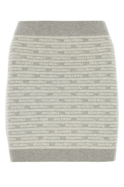 MIU MIU MIU MIU WOMAN EMBROIDERED COTTON BLEND MINI SKIRT